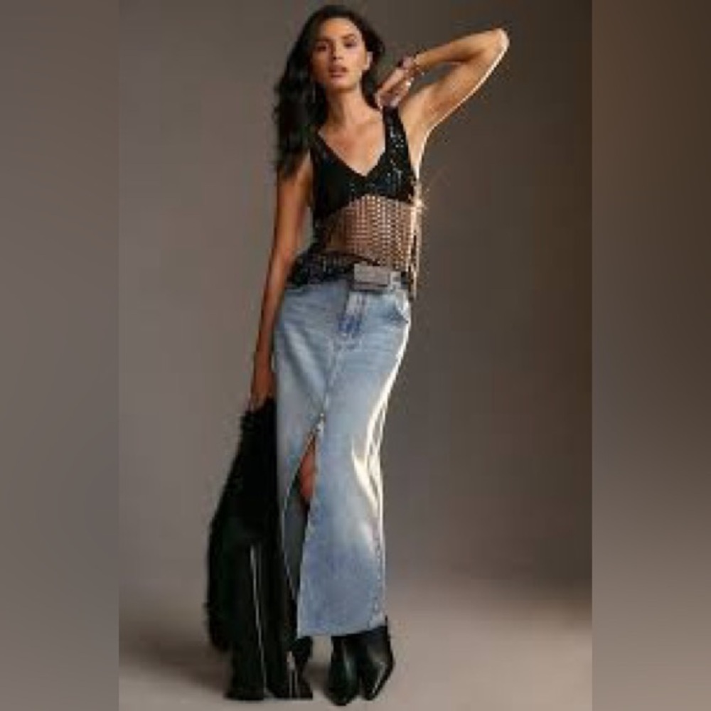 NWT Pilcro Sheer Sequin Tank - M - Picture 4 of 10